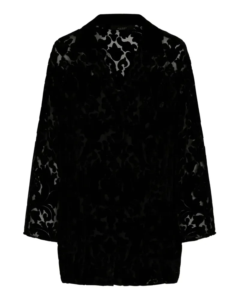 Gucci Velours-Hemd mit Blumendevoré - Schwarz Schwarz