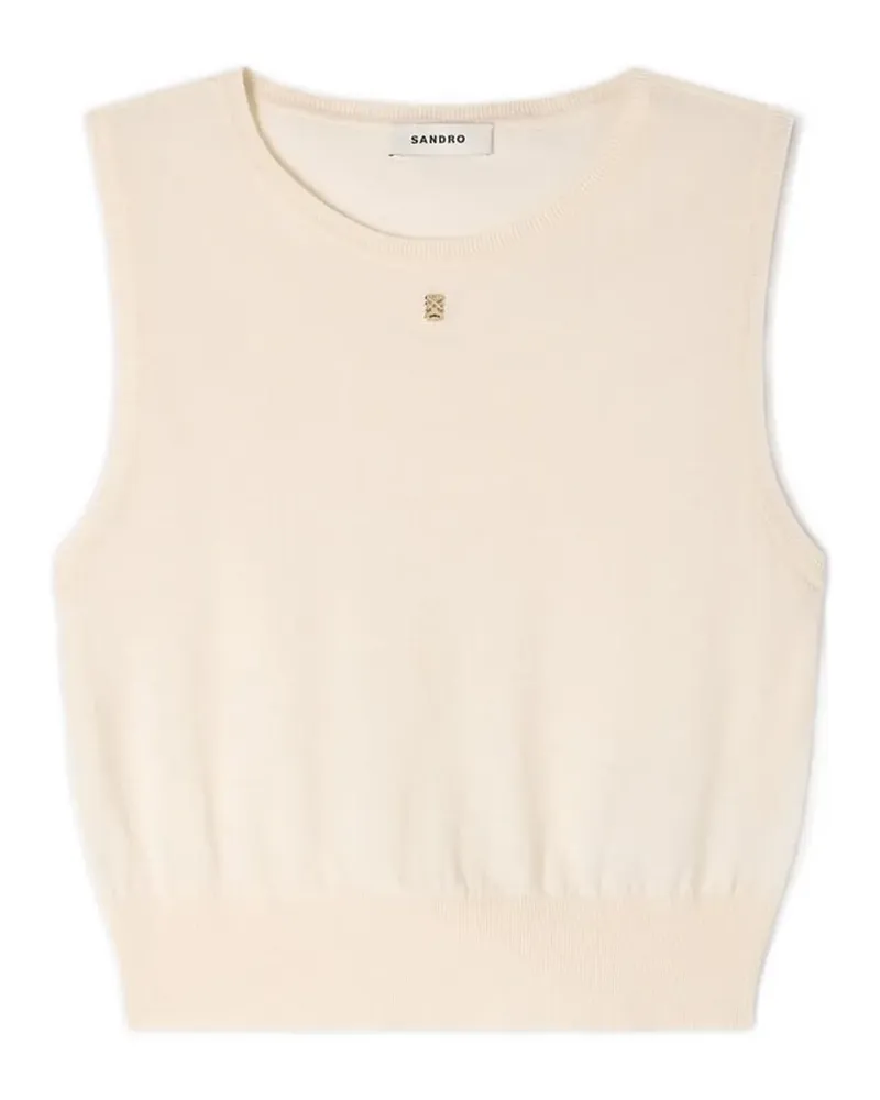 Sandro Rundhals-Tanktop mit Logo-Schild - Nude Nude