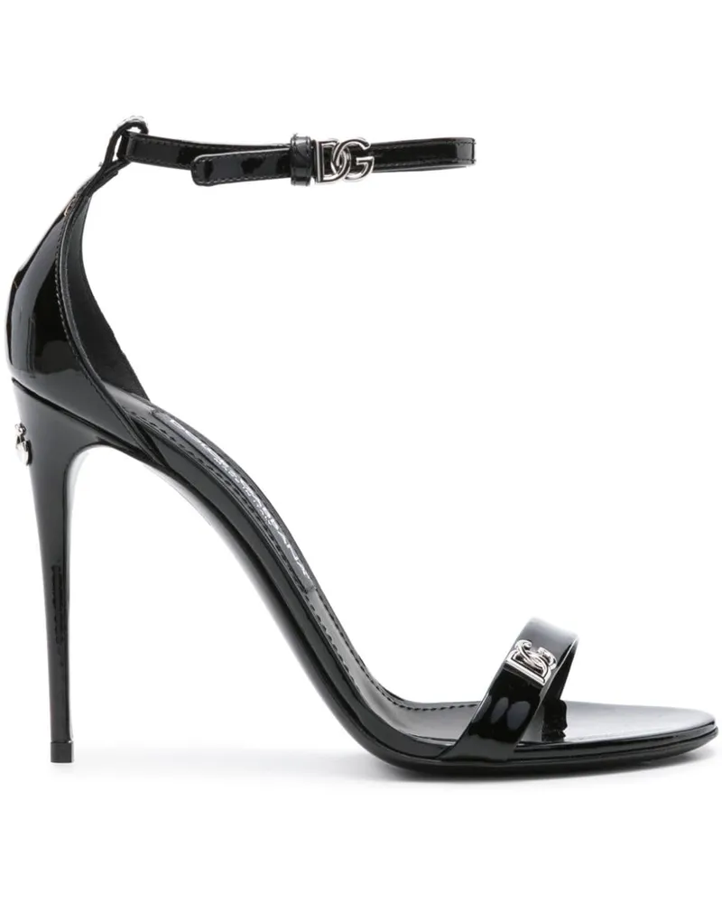 Dolce & Gabbana Sandalen mit Logo-Schild - Schwarz Schwarz