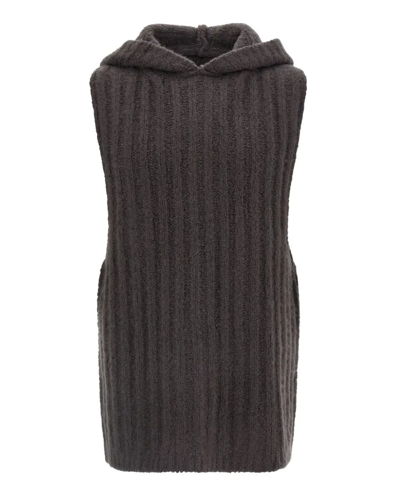Rick Owens ribbed-knit hooded tank top - Grau Grau
