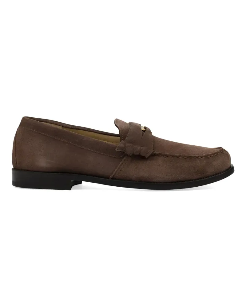 RHUDE logo-plaque suede loafers - Braun Braun