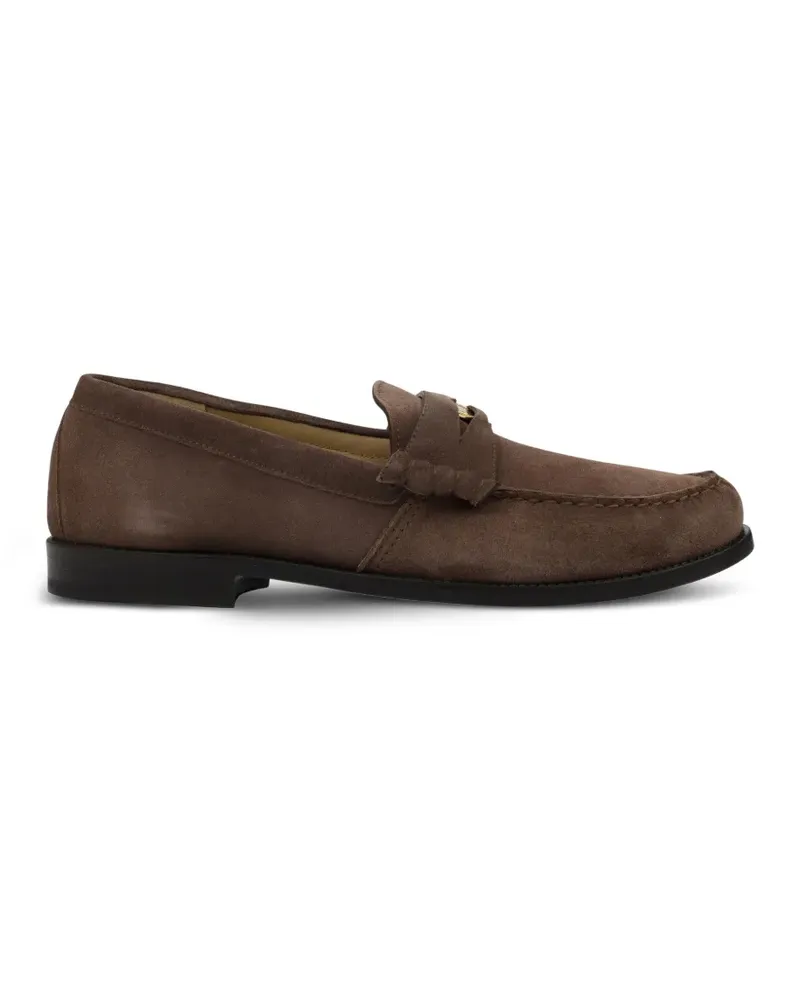 RHUDE logo-plaque suede loafers - Braun Braun