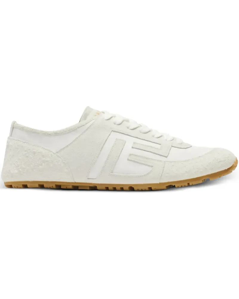 Balmain Racer Trainers In Lambskin And Suede - Weiß Weiß