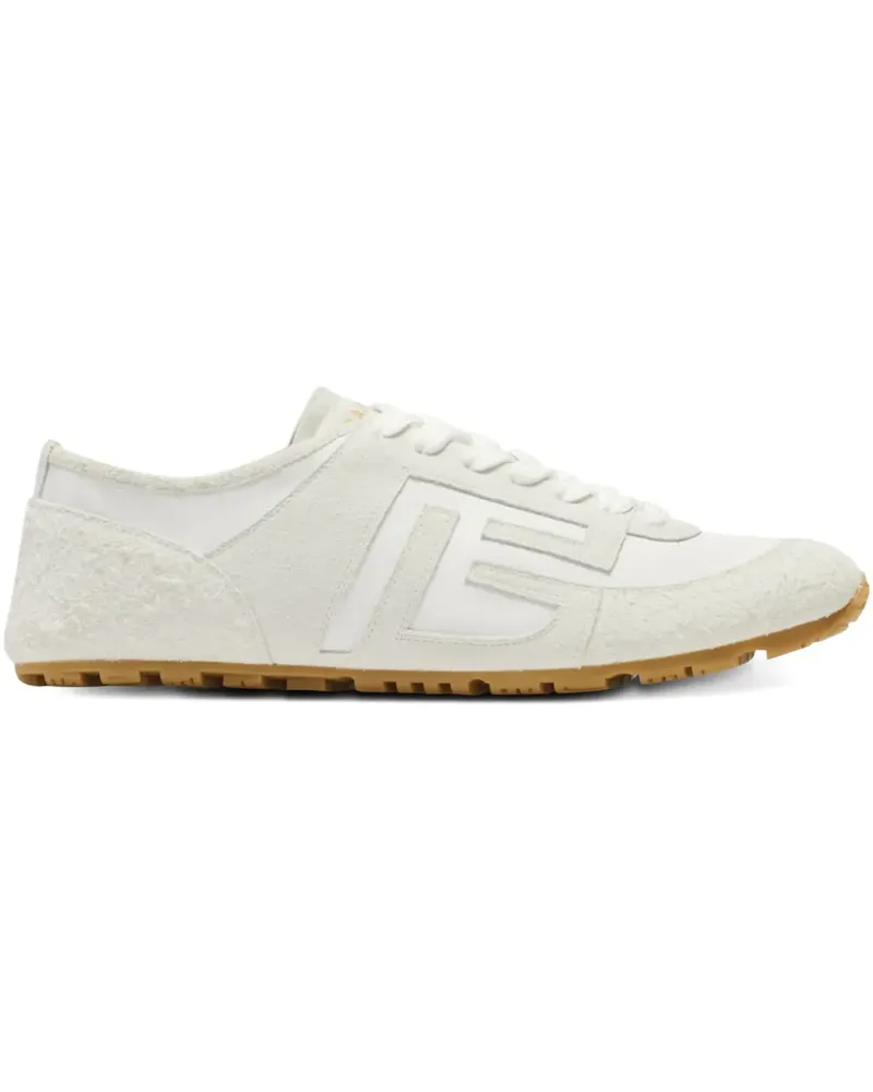 Balmain Racer Trainers In Lambskin And Suede - Weiß Weiß