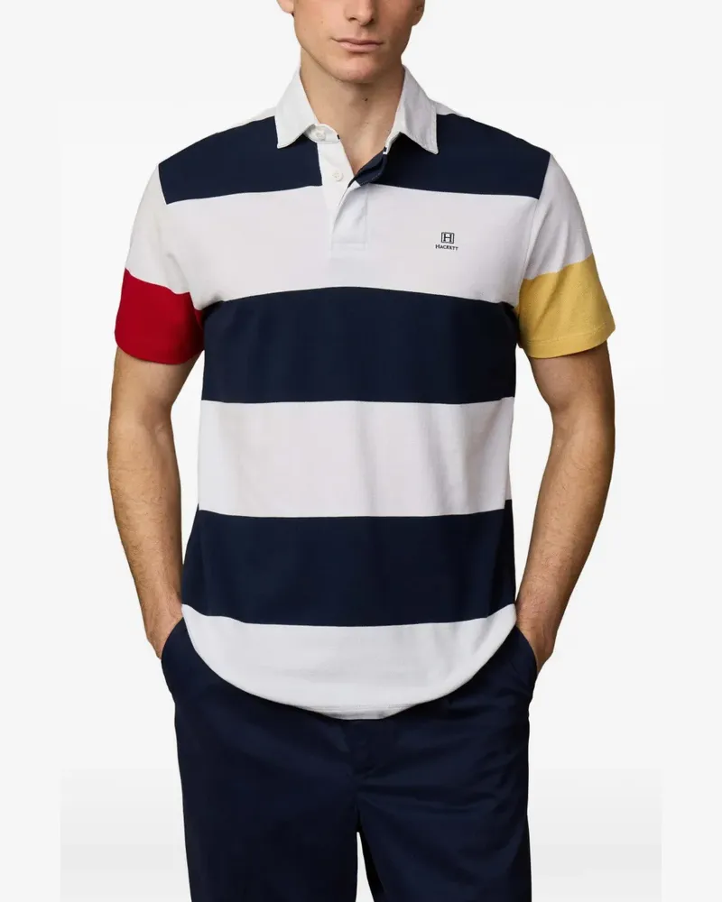 Hackett Gestreiftes Rugby-Shirt - Weiß Weiß