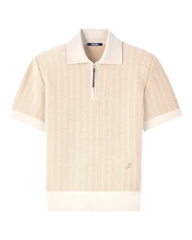 Jacquemus Gio Poloshirt mit Fischgrätenmuster - Nude Nude