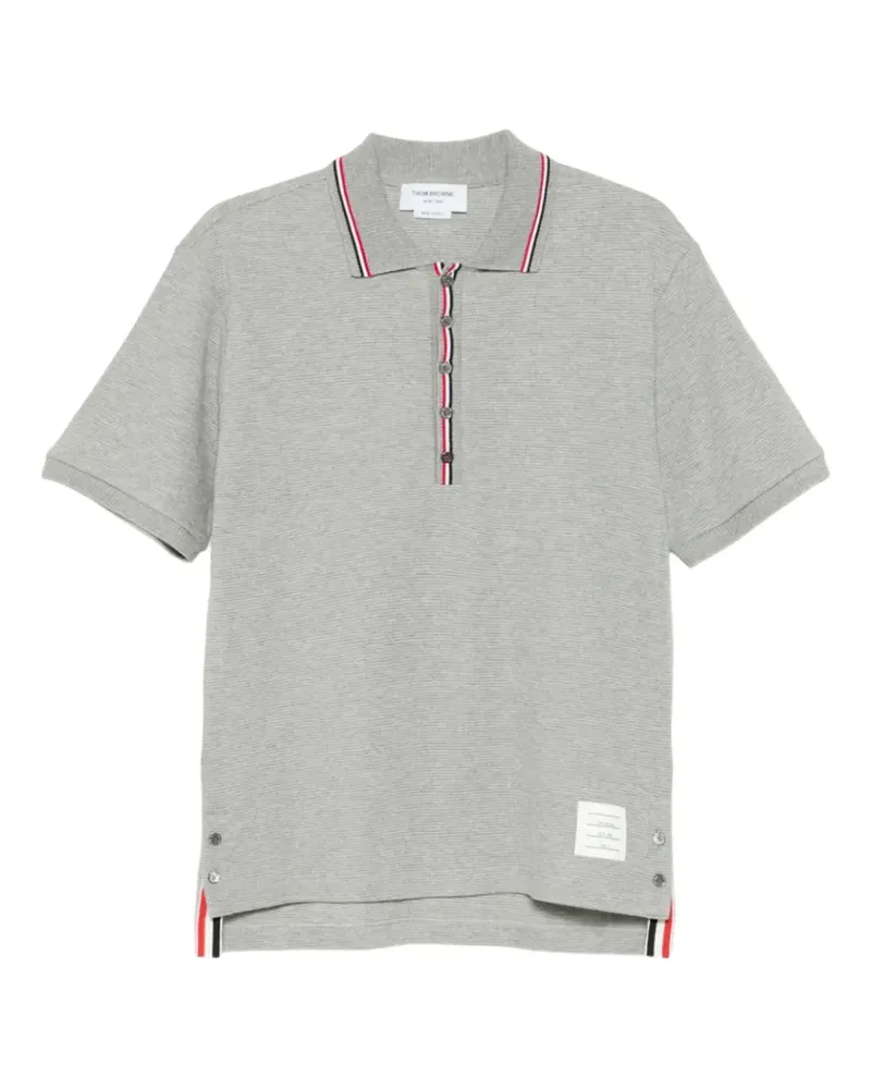 Thom Browne logo-patch polo shirt - Grau Grau