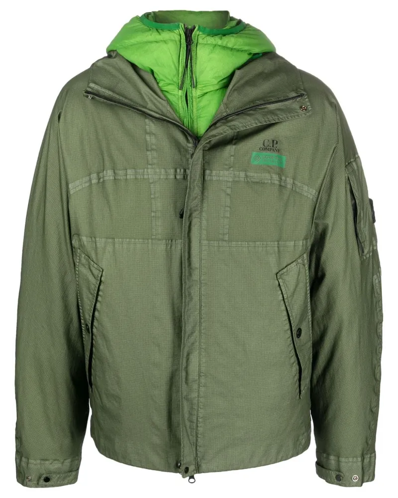 C.P. Company Wendbare Daunenjacke mit Logo-Print - Grün Grün