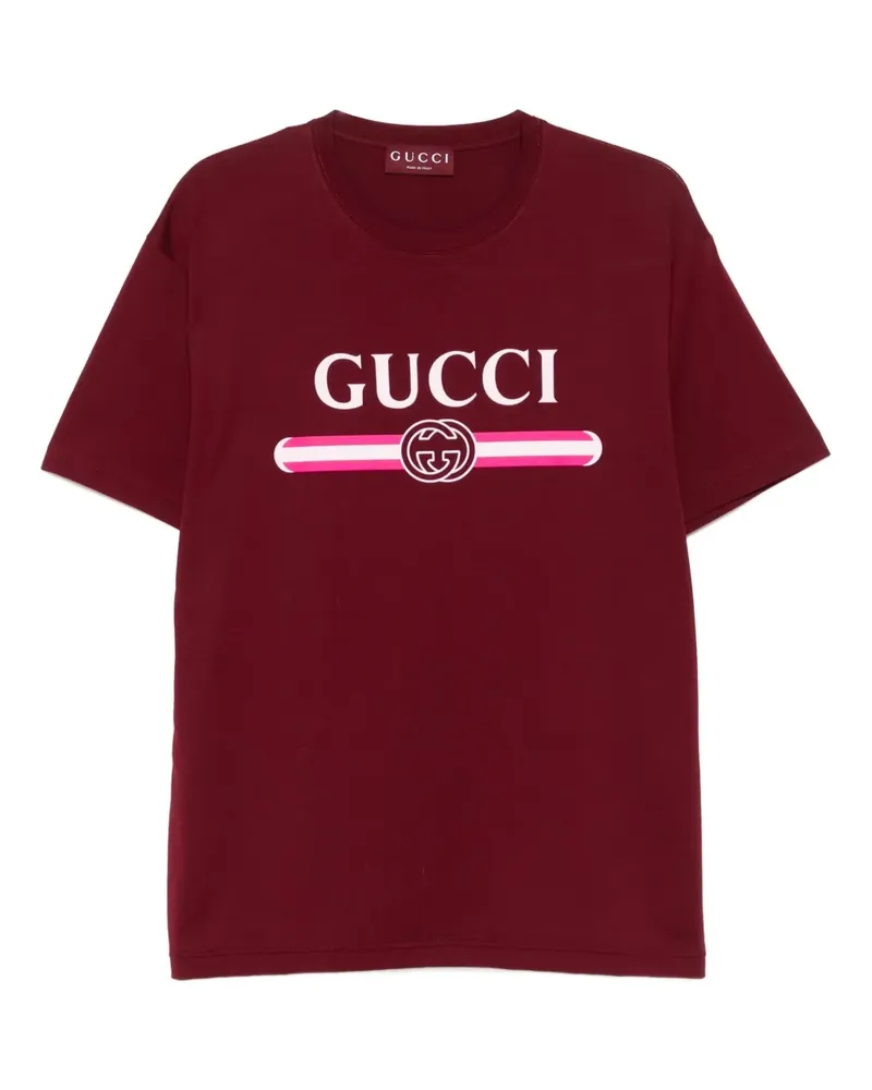 Gucci T-Shirt mit Logo-Streifen - Rot Rot