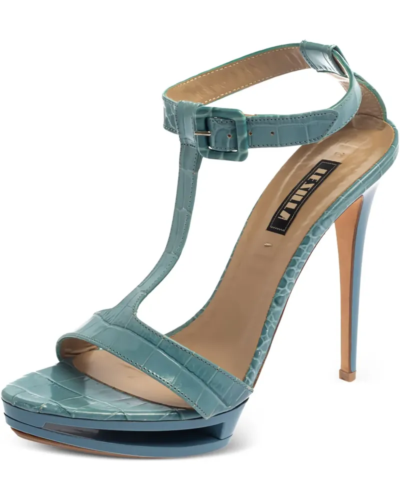Le Silla Sandalen mit Kroko-Effekt 125mm - Blau Blau