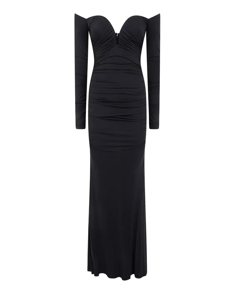 Elisabetta Franchi Gerafftes Maxikleid - Schwarz Schwarz