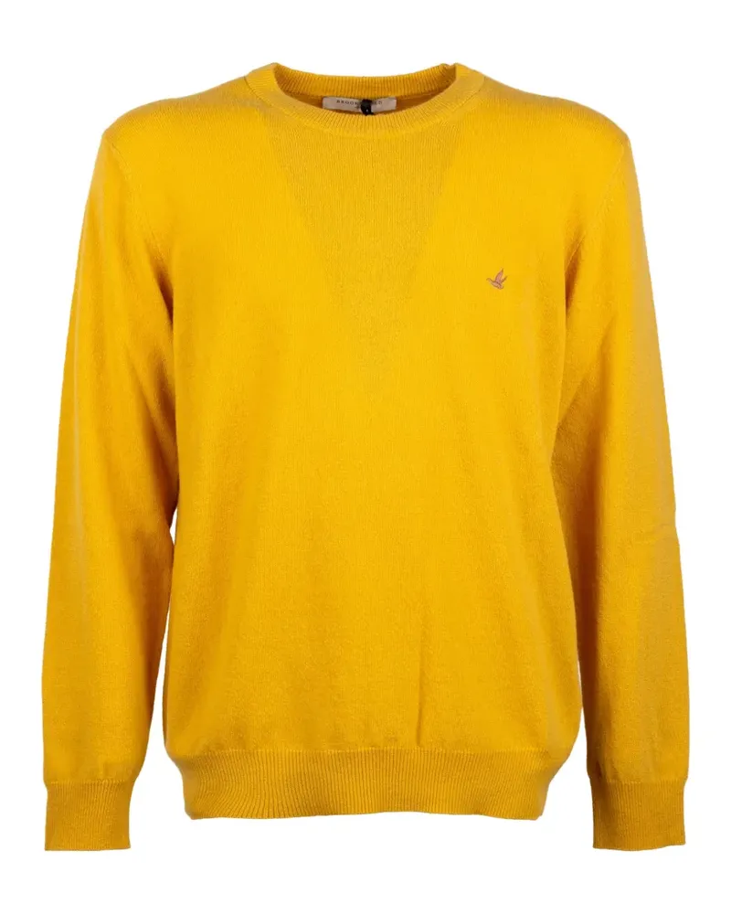 Brooksfield embroidered-logo crew-neck sweater - Gelb Gelb
