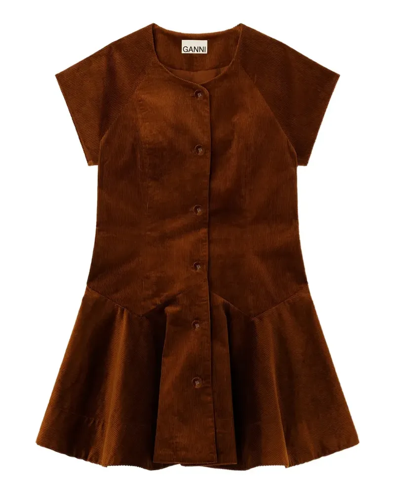 Ganni Kleid aus braunem Cord Braun