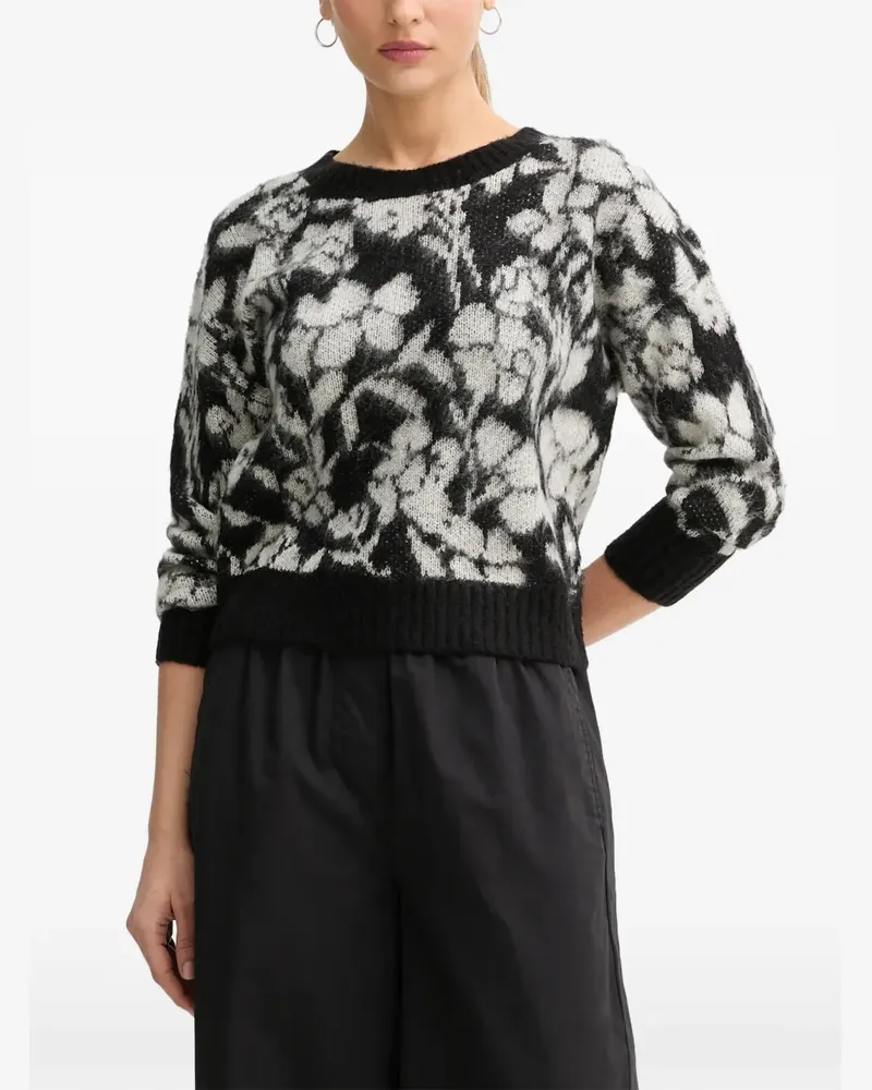 Benetton Pullover mit Blumenmuster - Schwarz Schwarz