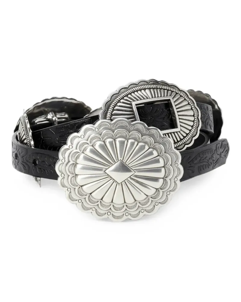 The Great x Stetson embossed Concho belt - Schwarz Schwarz
