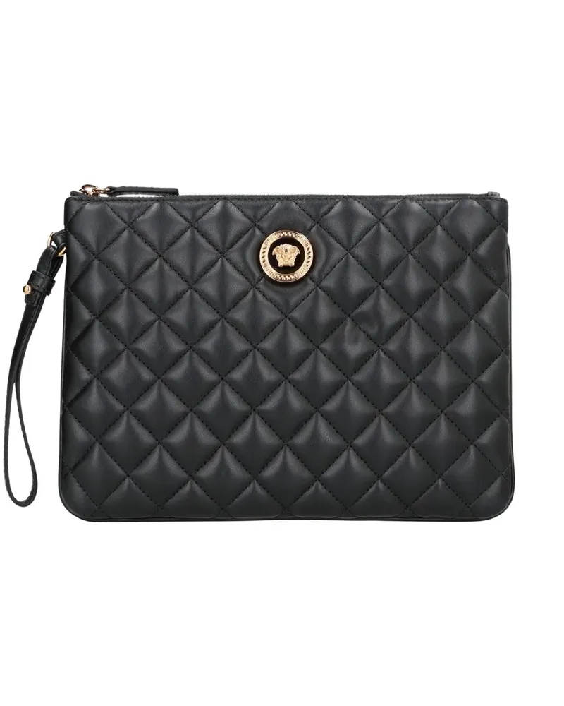 Versace Gesteppte Clutch mit Logo - Schwarz Schwarz
