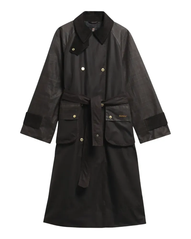 Barbour check-pattern belted coat - Grün Grün