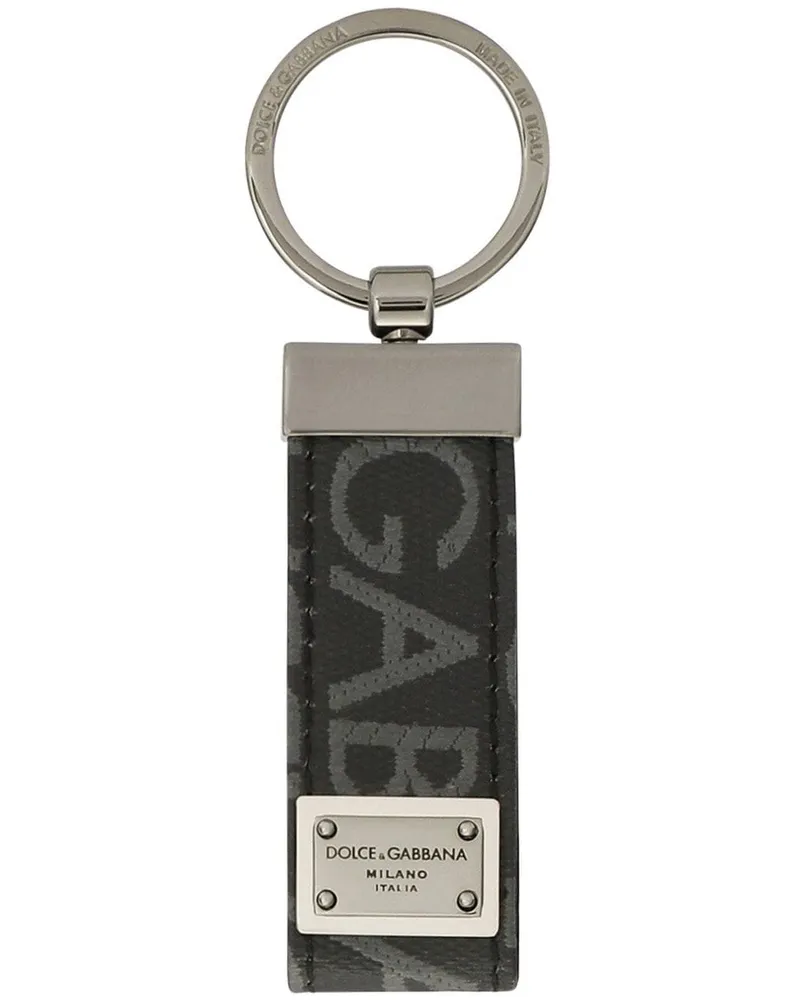 Dolce & Gabbana Schlüsselanhänger mit Logo-Jacquard - Schwarz Schwarz