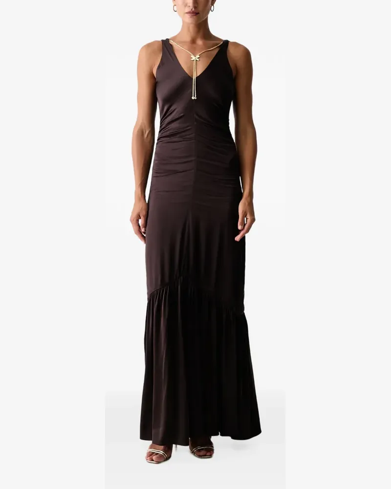 Silvian Heach chain-embellished ruched maxi dress - Braun Braun