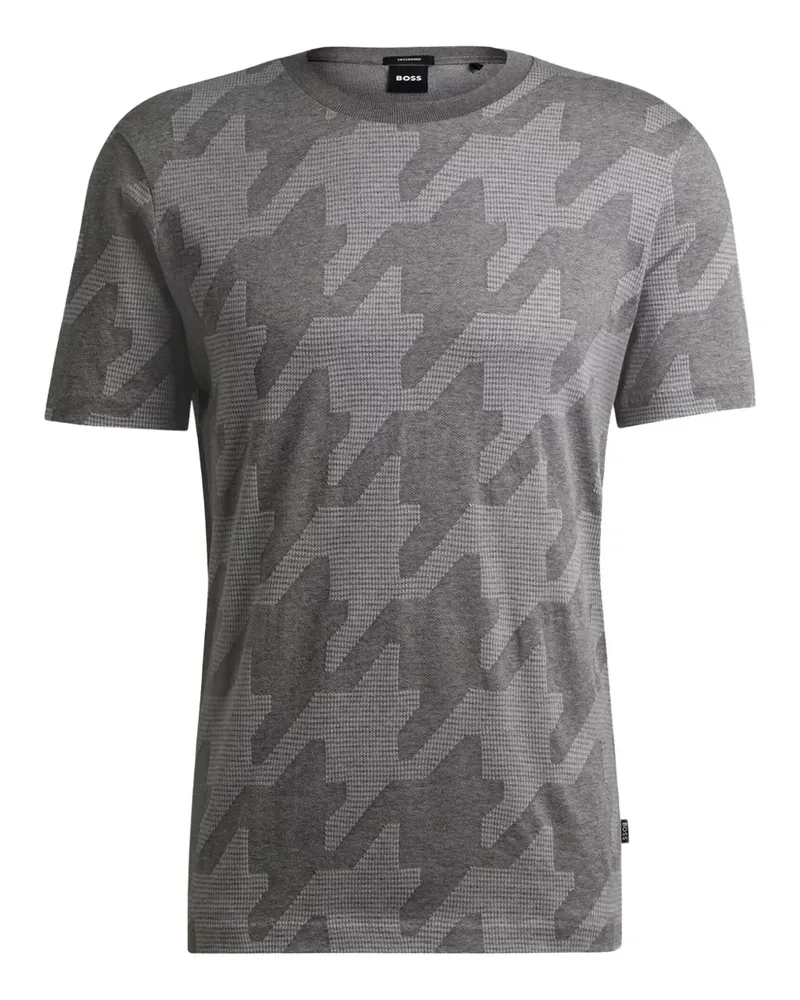 HUGO BOSS T-Shirt mit Hahnentrittmuster - Grau Grau