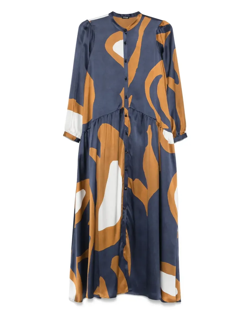 Kiton Maxikleid mit abstraktem Print - Blau Blau