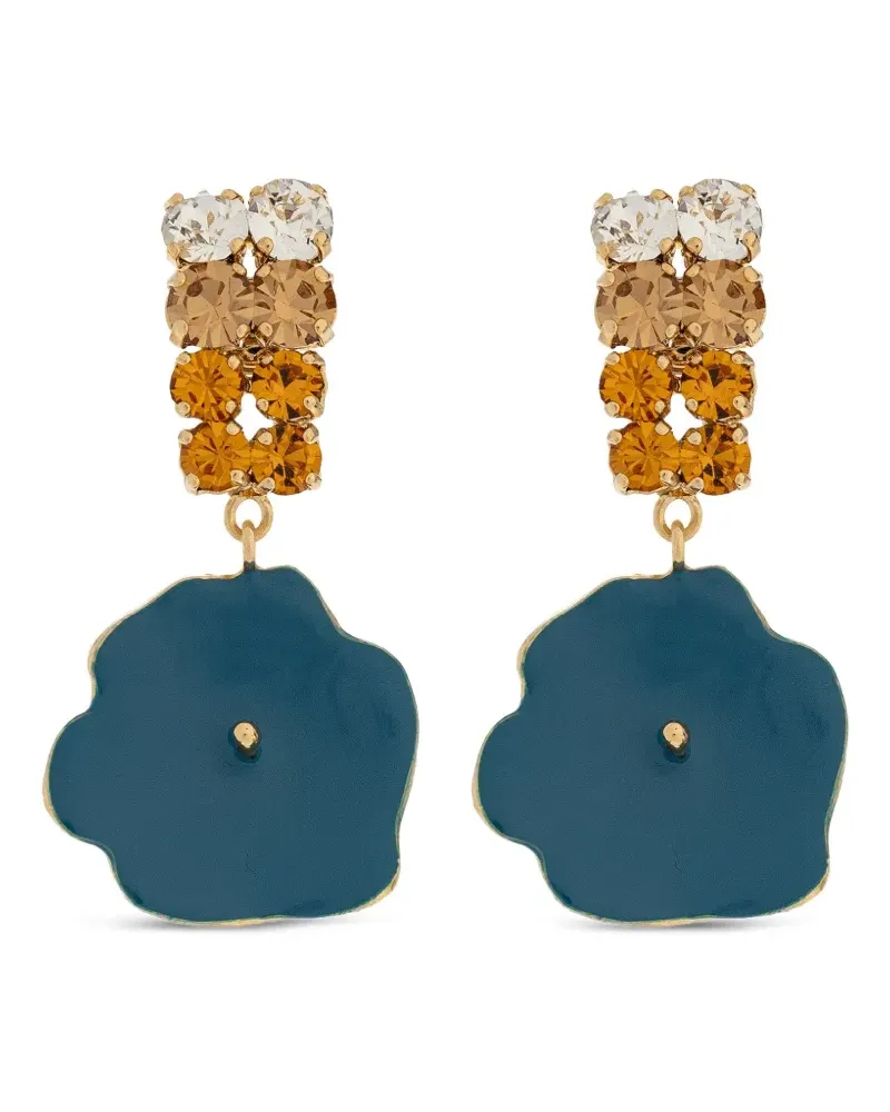 Marni Kristallverzierte Hängeohrringe mit Blumenmotiv - Gold Gold