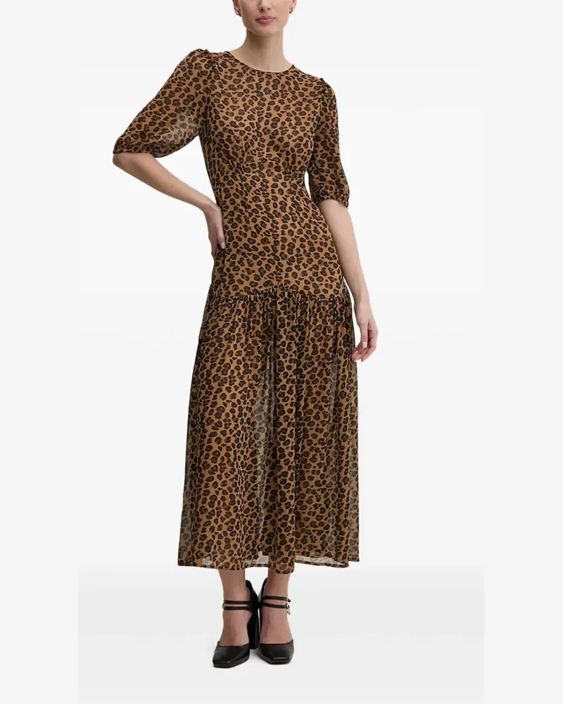 Never Fully Dressed Midikleid mit Leoparden-Print - Braun Braun