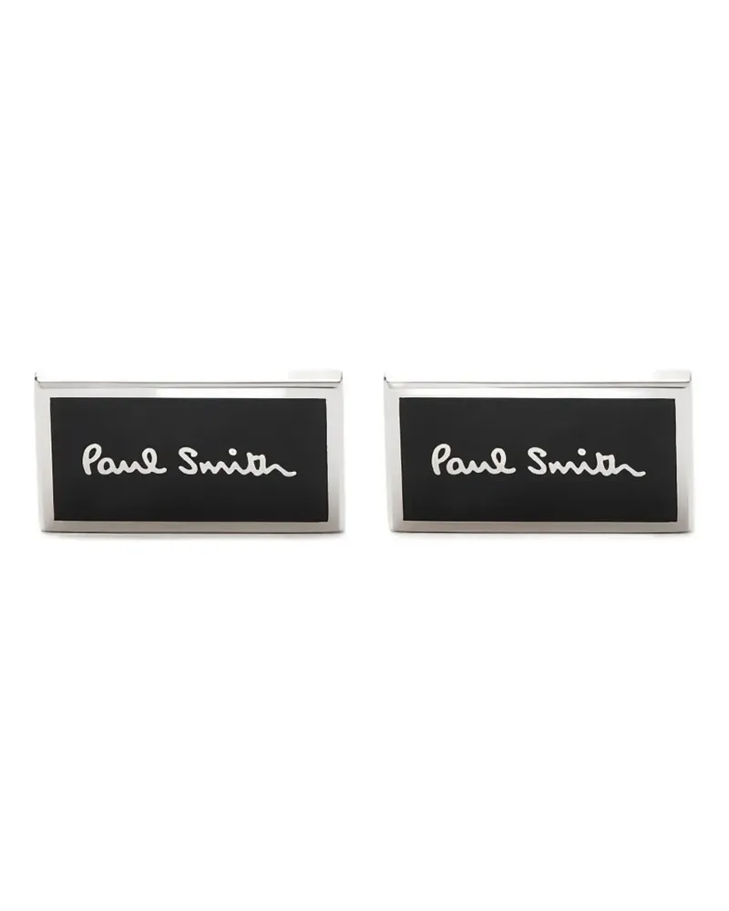 Paul Smith Eckige Manschettenknöpfe mit Logo - Silber Silber