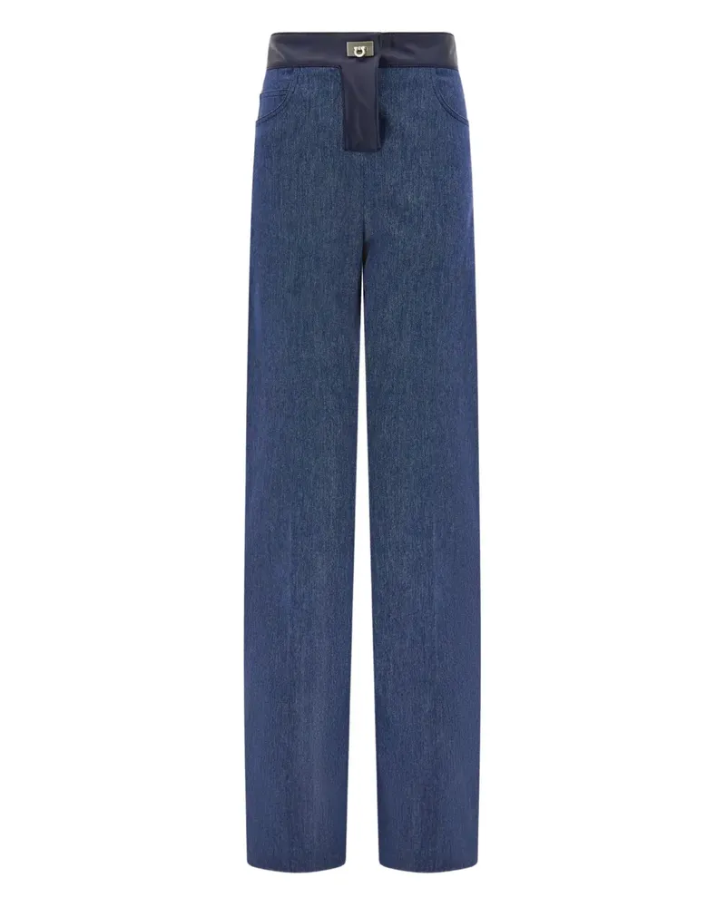 Ferragamo Five-Pocket-Jeans mit Lederbesatz - Blau Blau