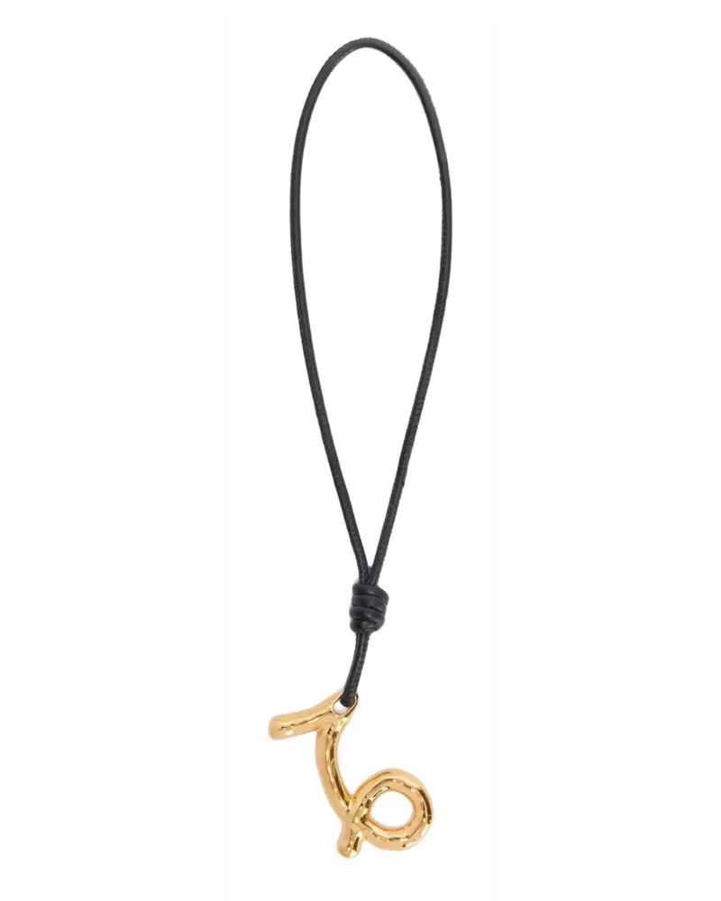 Jil Sander Zodiac charm leather necklace - Gold Gold