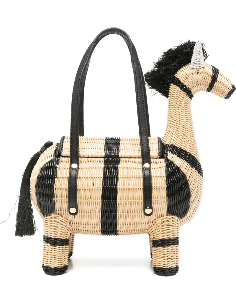 Serpui Lewis Zebra striped tote bag - Nude Nude