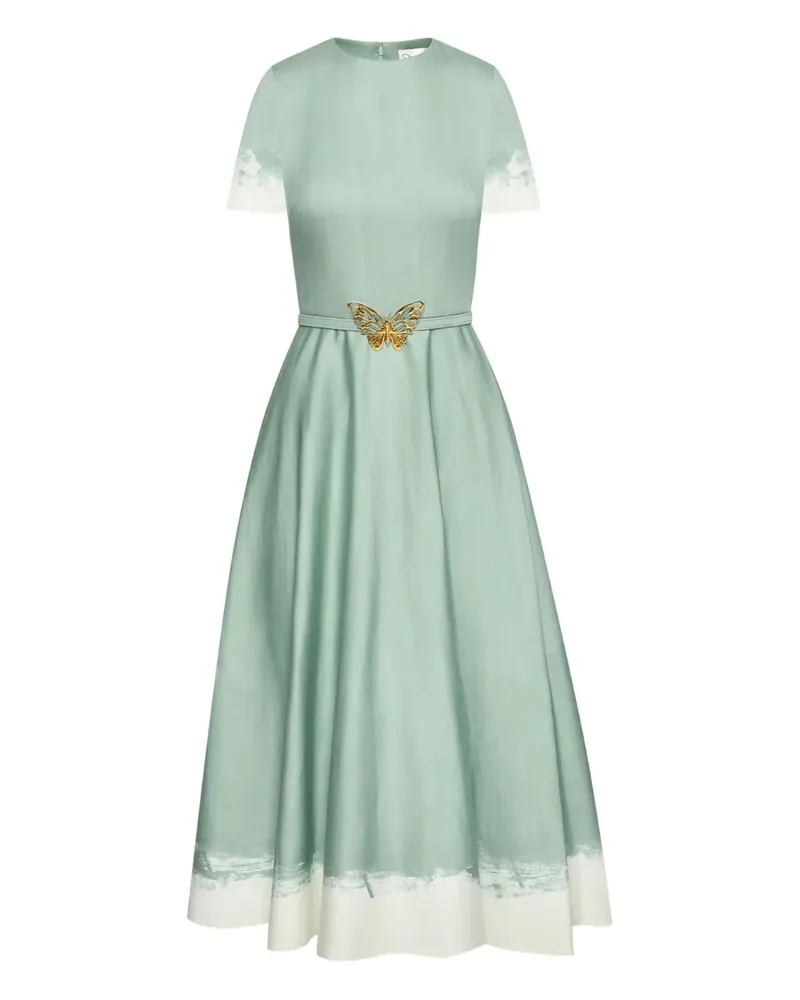 Oscar de la Renta Midikleid mit Schmetterlingsgürtel - Grün Grün