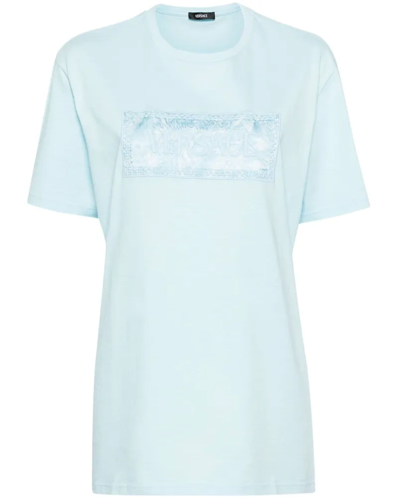 Versace T-Shirt mit Logo-Stickerei - Blau Blau