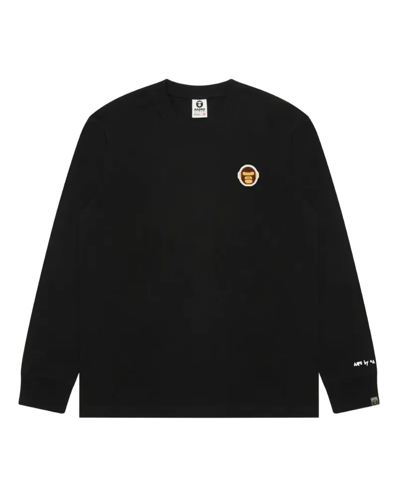 BAPE Langarmshirt mit Logo-Patch - Schwarz Schwarz