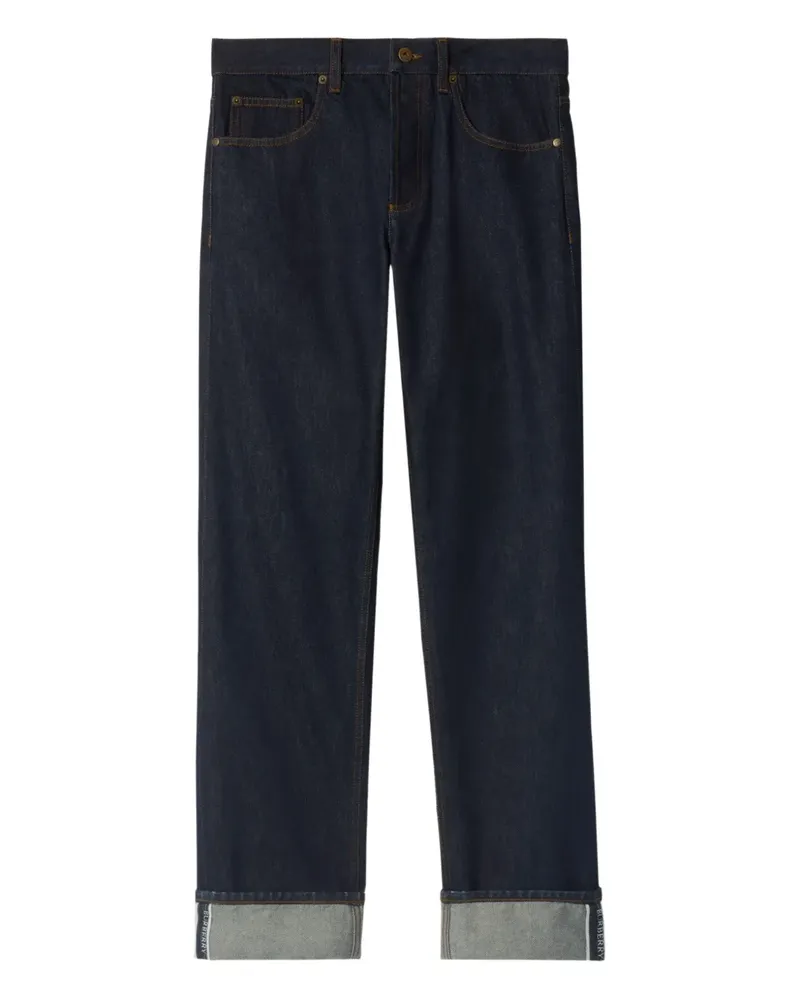 Burberry Straight-Leg-Jeans mit Umschlag - Blau Blau