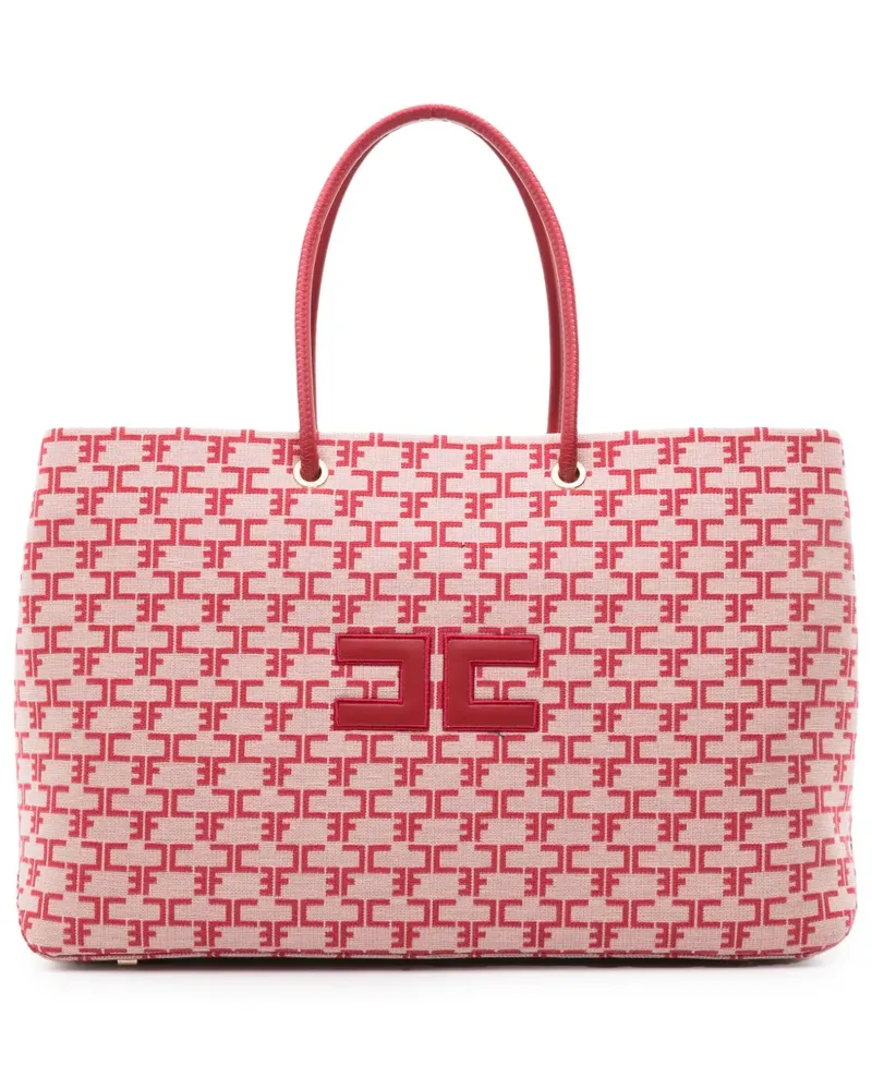 Elisabetta Franchi Tweed-Shopper mit Logo - Rot Rot