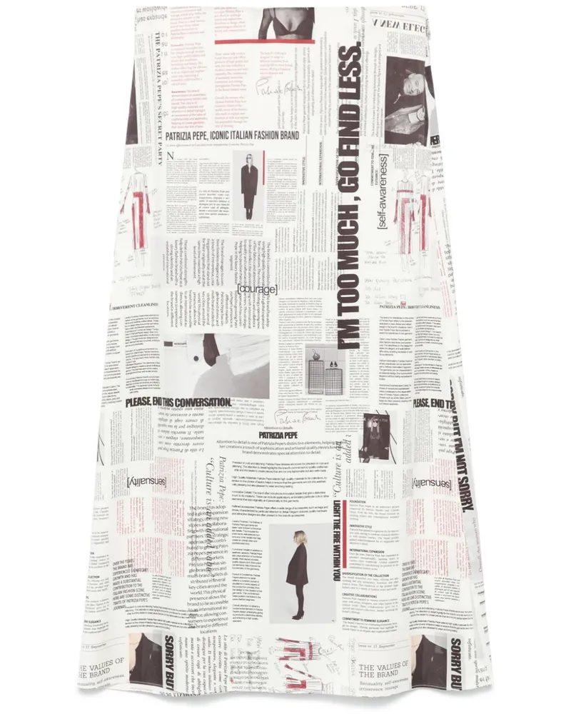 Patrizia Pepe Midirock mit Zeitungs-Print - Nude Nude
