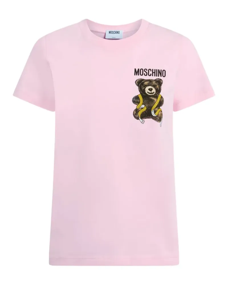 Moschino T-Shirt aus Bio-Baumwolle mit Teddy - Rosa Rosa