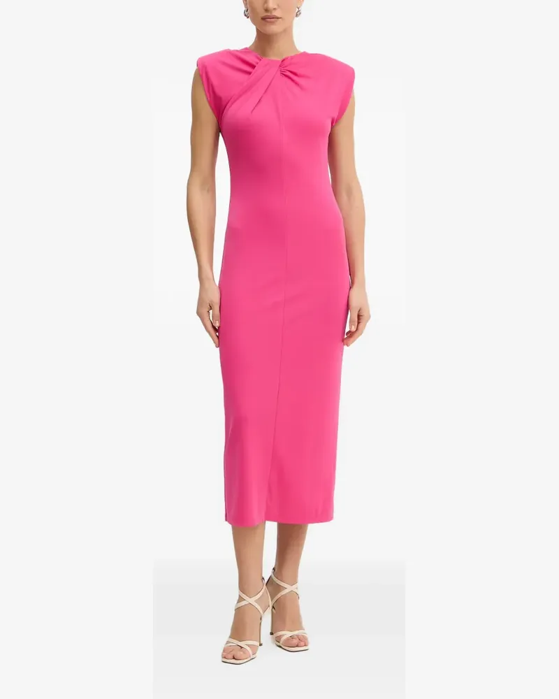 Fracomina twisted-neckline sleeveless midi dress - Rosa Rosa