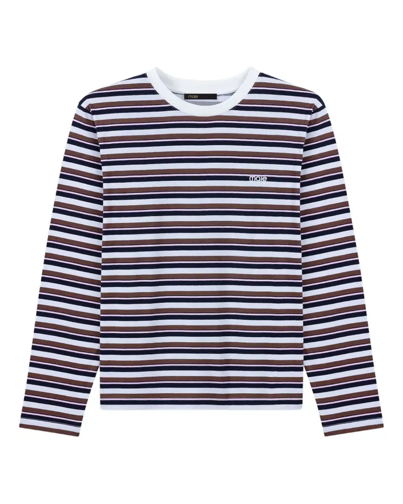 Maje Gestreiftes Langarmshirt - Blau Blau