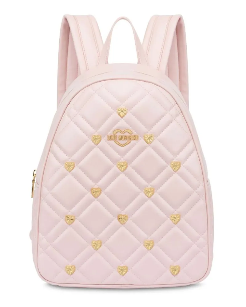 Moschino Gesteppter Rucksack mit Logo-Schild - Rosa Rosa