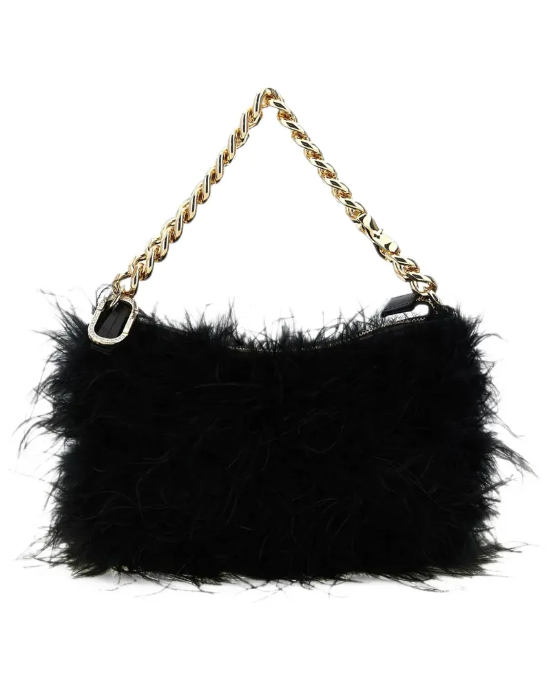 Twin-Set Liliane Clutch mit Federn - Schwarz Schwarz