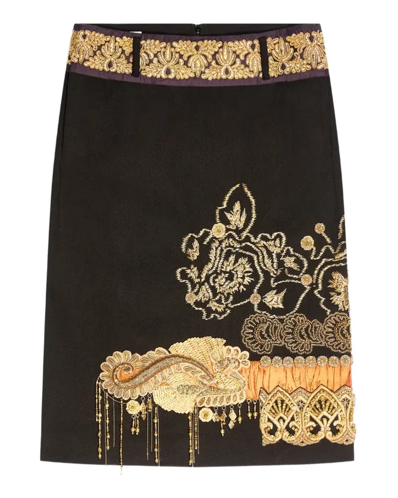 Dries van Noten Bleistiftrock mit Stickerei - Schwarz Schwarz