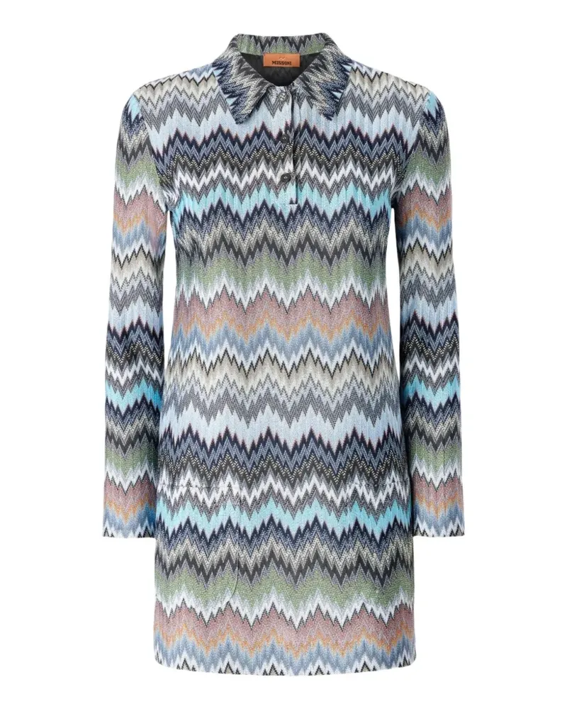 Missoni zigzag collar mini dress - Blau Blau