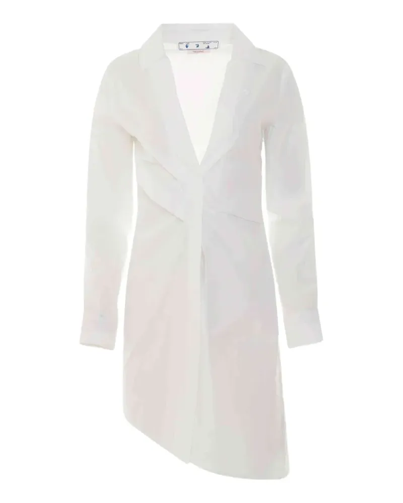OFF-WHITE draped asymmetric-hem shirt dress - Weiß Weiß