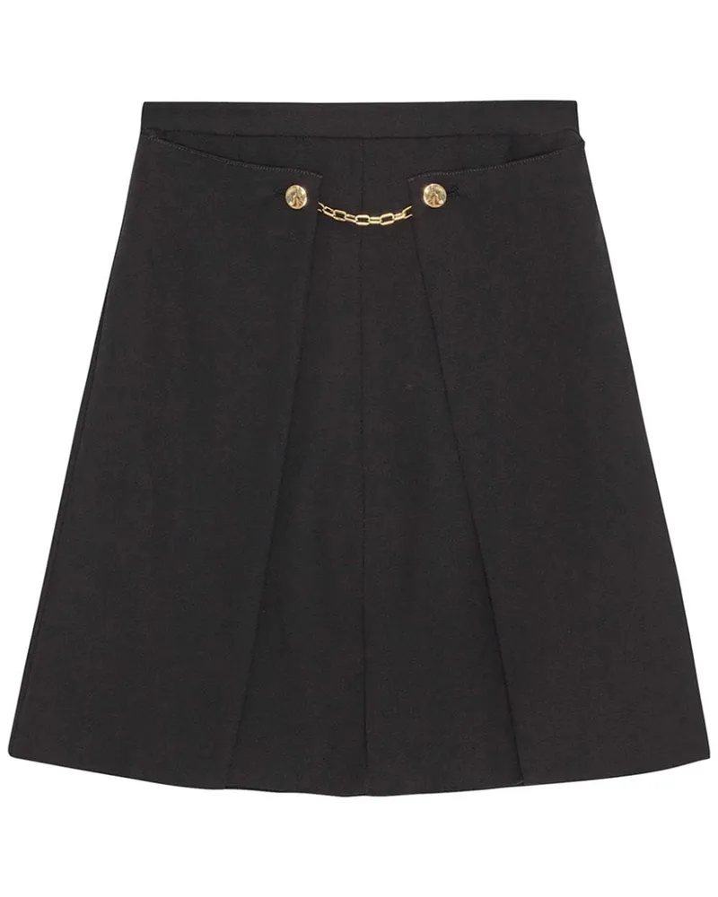 Ganni Klassischer Twill-Midirock - Schwarz Schwarz