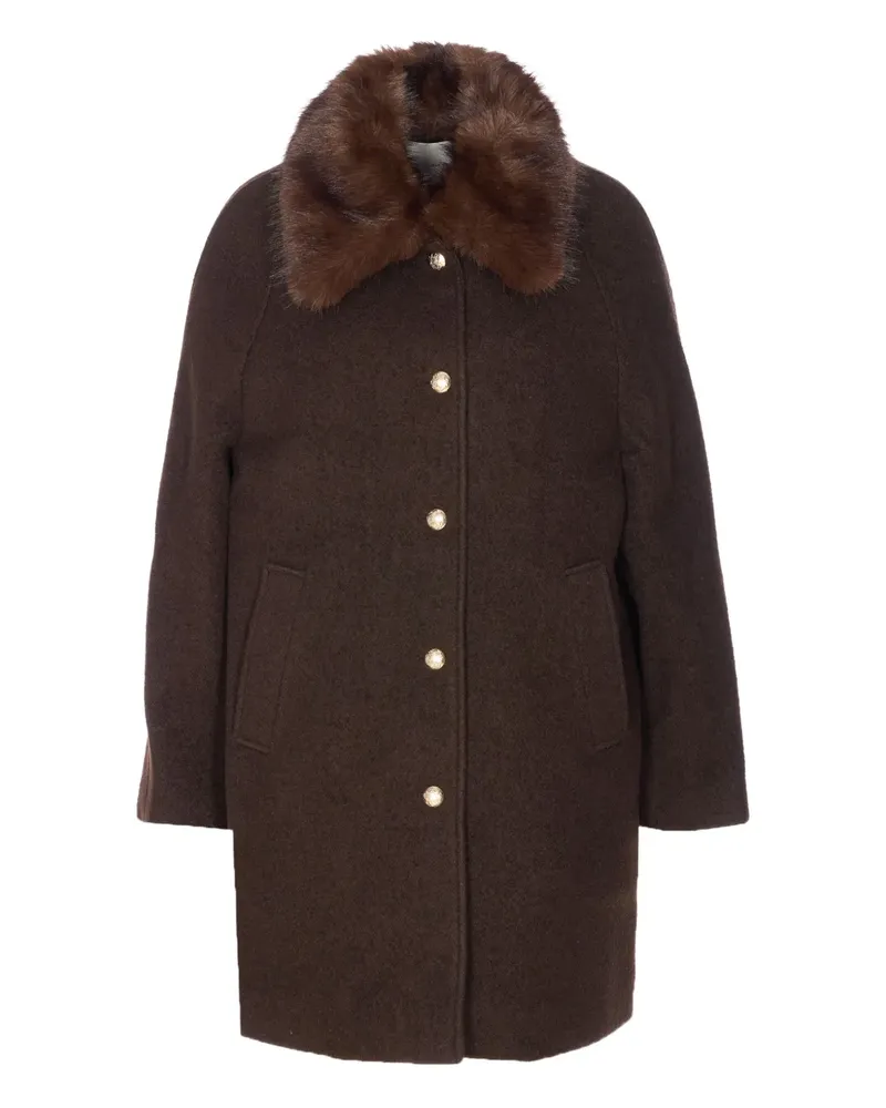 Dunst removable hood boucle' coat - Braun Braun