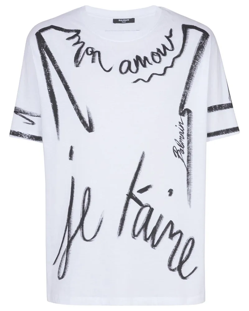Balmain T-Shirt mit Slogan-Print - Weiß Weiß