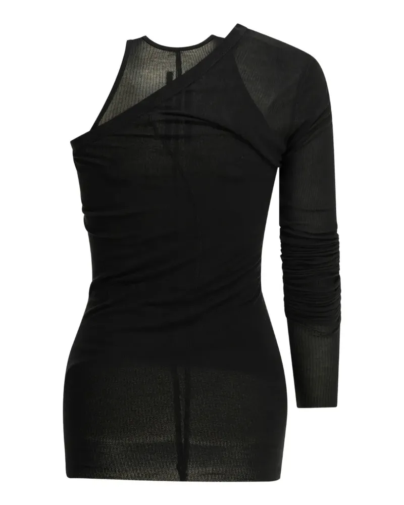 Rick Owens Geripptes One-Shoulder-Top - Schwarz Schwarz