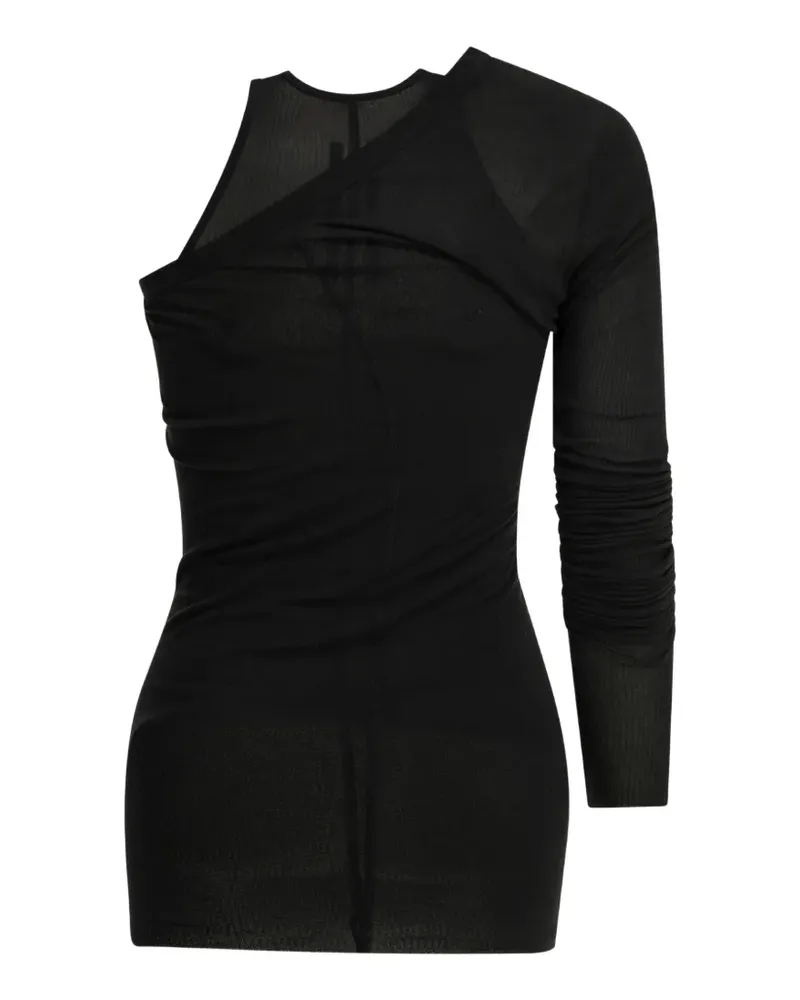 Rick Owens Geripptes One-Shoulder-Top - Schwarz Schwarz
